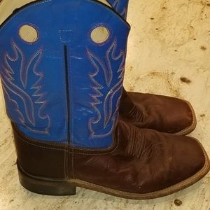 Old West Boys sz 7 Blue&Brown Leather boots